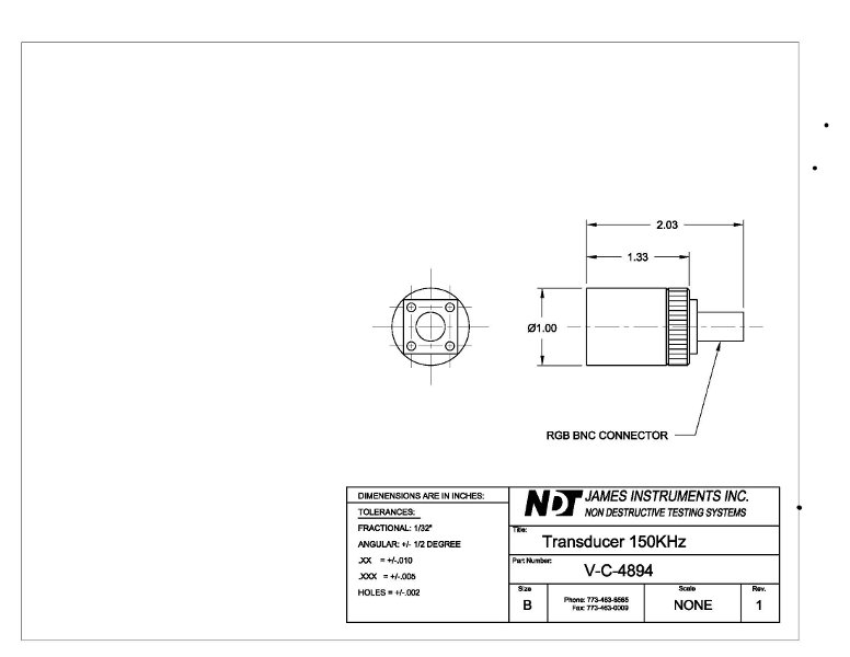 150 Khz Transducer Mechanical Drawing
